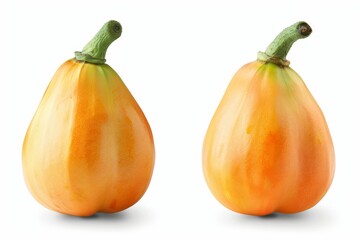 Wall Mural - Two ripe papayas isolated on white background with clipping path