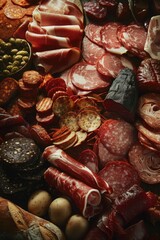 Aufkleber - A variety of meats and vegetables on a platter. Perfect for food and cooking concepts