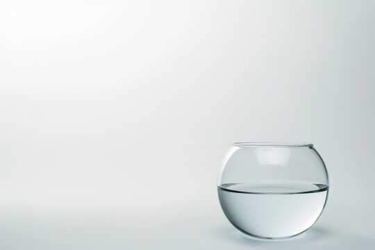 White background with empty fish bowl for messages