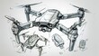 sketch illustration of a drone 