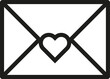Envelope with heart icon. Vector. Line style.