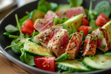 Poster - Fresh garden salad with tuna seared