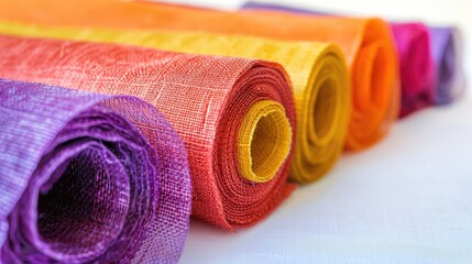 Poster - Close up of a roll of colored fabric, perfect for textile industry