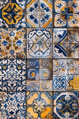 Poster - Colorful tiles arranged on a wall, perfect for interior design projects