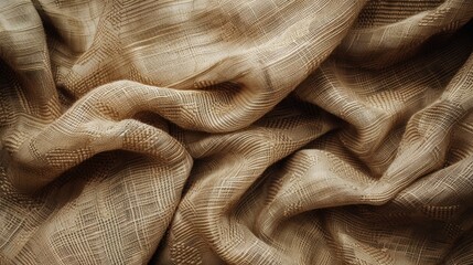 Poster - Detailed close-up shot of tan fabric, ideal for textile backgrounds