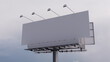 © RocknRoller Studios - Marketing Billboard. Blank Outdoor Sign against an Overcast Morning Sky. Design Template.