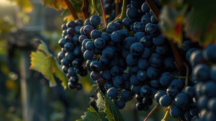 Poster - Fresh grapes on a vine, suitable for food and agriculture concepts