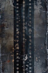 Wall Mural - Close up of a film strip on a metal surface, suitable for various media projects