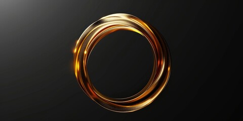 Wall Mural - A shiny gold ring displayed on a dark black background. Suitable for jewelry design concepts