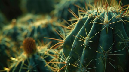Poster - Close up view of a group of cactus plants. Perfect for nature or desert themed projects