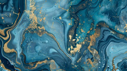 Wall Mural - Luxury marble and gold abstract background texture. Aqua Menthe, Phantom Blue,Indigo ocean blue marbling with natural luxury style swirls of marble and gold powder