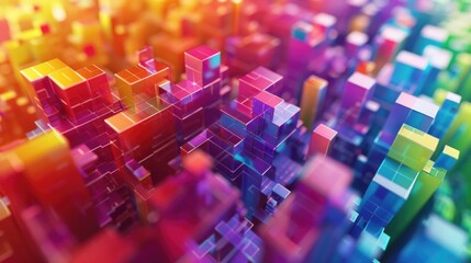 Poster - Colorful cubes suspended in mid-air, perfect for design projects