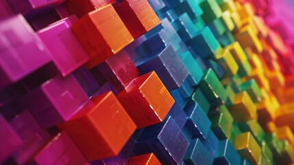 Aufkleber - Close up of a colorful wall made of blocks. Ideal for backgrounds and textures