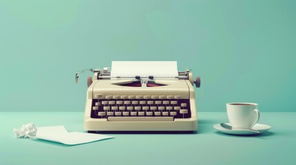 Poster - A Vintage Typewriter and Coffee