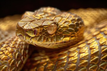 Poster - Detailed close-up of a gold colored snake. Suitable for educational materials or wildlife presentations