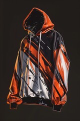 Aufkleber - Stylish orange and black hoodie on a dark background, perfect for fashion or urban lifestyle concepts