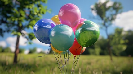 Wall Mural - A bundle of colorful balloons