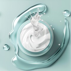 Poster - Glass filled with liquid and water splash, suitable for beverage advertising