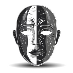 Poster - Black and white drawing of a man's face, suitable for artistic projects