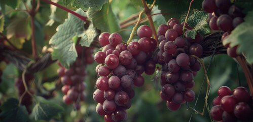 Fresh grapes on a vine, perfect for wine labels or healthy eating concepts