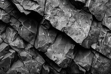 Poster - A black and white photo of a rock wall, suitable for backgrounds