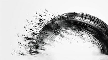 Poster - Black and white photo of a tire, suitable for automotive industry