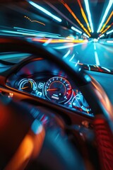 Poster - A close-up view of a car's dashboard. Great for automotive industry promotions