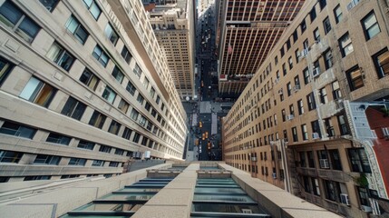 Poster - A top view of a city from a building, suitable for urban concepts