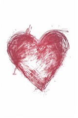 Poster - Simple red heart drawing on a white background. Perfect for Valentine's Day cards