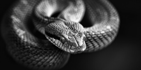 Poster - A striking black and white image of a snake. Perfect for educational materials or nature publications