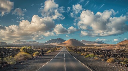 Aufkleber - A deserted road stretching through the desert. Suitable for travel and adventure concepts