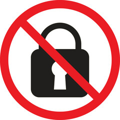 Poster - no lock sign . blocking sign . no computer security password icon vector