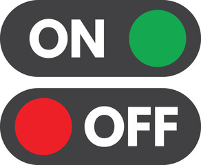 Poster - On off icons with green and red buttons . On and Off Toggle Switch Buttons . Vector illustration