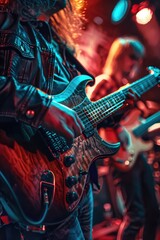 Poster - A man playing a guitar on stage at a concert. Perfect for music events promotion