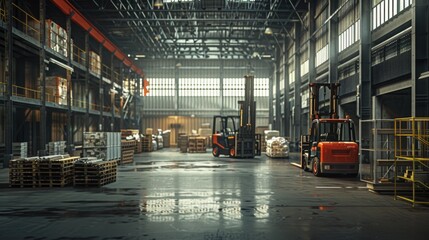 Aufkleber - A large warehouse filled with wooden pallets. Suitable for industrial and storage concepts
