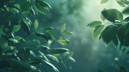 Poster - Detailed close up of green plant leaves, perfect for botanical projects