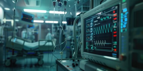Aufkleber - Medical equipment in hospital room, suitable for healthcare concepts