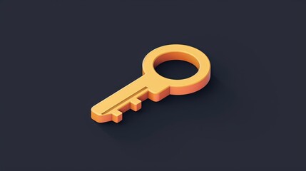 Aufkleber - A bright orange key placed on a sleek black surface. Ideal for concepts related to security and access control