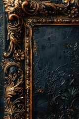 Aufkleber - A stylish black and gold picture frame on a wall. Perfect for interior design concepts