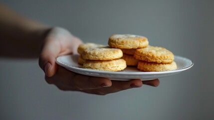 Poster - Person holding a plate of cookies, great for food blogs or baking websites