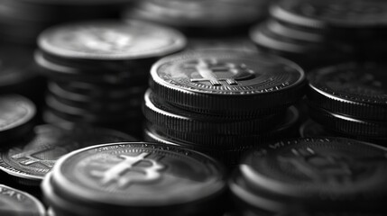 Aufkleber - A pile of coins stacked on top of each other. Suitable for financial concepts