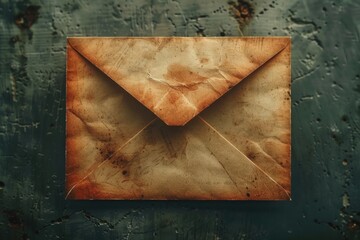 Aufkleber - An antique envelope laying on a rustic wooden table. Perfect for vintage themes