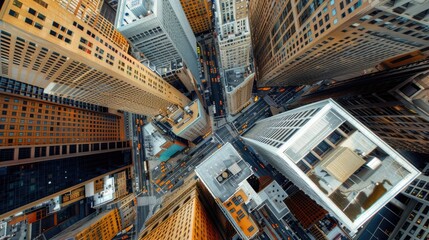 Aufkleber - A view of a city from the top of a building. Perfect for urban design projects
