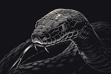 Poster - Detailed illustration of a snake, suitable for educational materials or nature-themed designs