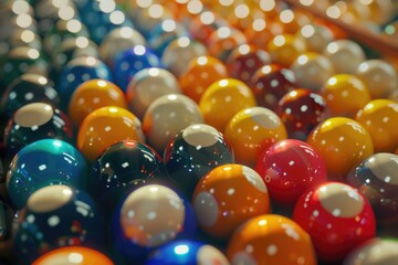 Poster - Colorful balls arranged neatly on a table, suitable for various concepts