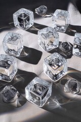 Poster - Group of ice cubes on a table, suitable for various uses