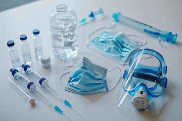 Poster - A table displaying various medical equipment. Ideal for healthcare concepts