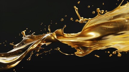 Poster - Stunning gold liquid splash on a dark black background, perfect for luxury and elegant designs