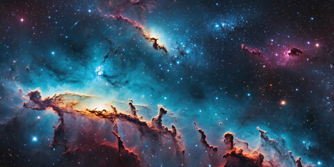 planetary emission reflection nebula and galaxies with supernova remnants and stars scattered across
