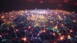 Ultra-Realistic Visualization of a Digital Global Network, Illuminated by a Spectrum of Vibrant Lights 
